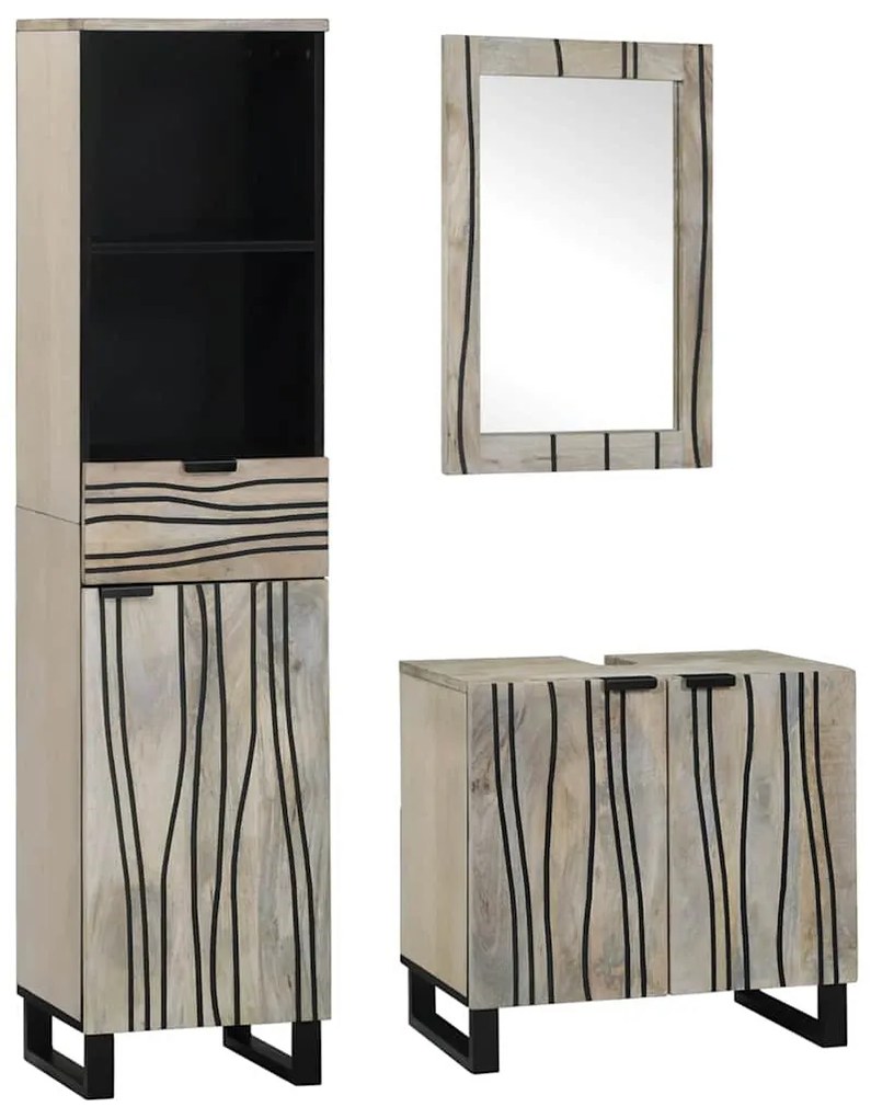 vidaXL Σετ Επίπλων Μπάνιου με συρτάρι 3 pcs Λευκό 38 x 33 x 160 εκ.