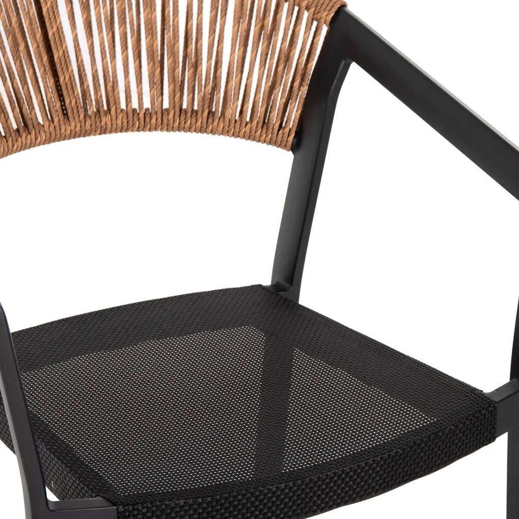 ΣΚΑΜΠΟ ΑΛΟΥΜΙΝΙΟΥ HM5892.15 ΜΕΣΑΙΟΥ ΥΨΟΥΣ RATTAN &amp; TEXTLINE ΜΑΥΡΟ ΜΠΕΖ 56,5x57x99,5Y - 0610378 - HM5892.15