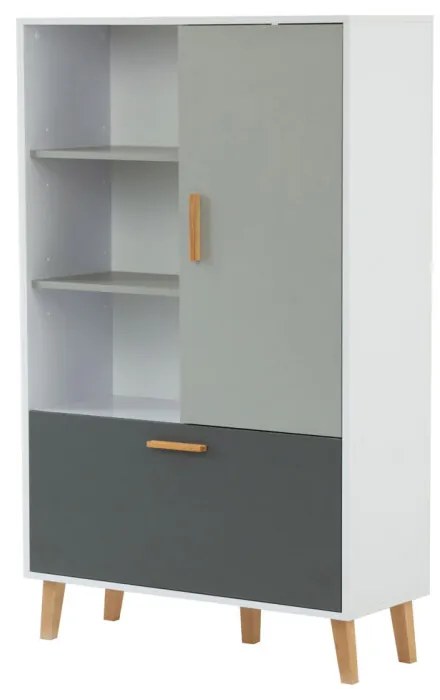 Ραφιέρα Timmy Λευκό-Γραφίτη-Γκρι 90x36x147cm
