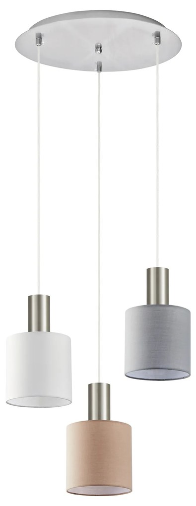 SE21-NM-4-3BL-SH123 ADEPT FLEX Nickel Matt Pendant White, Grey, Brown Fabric Shade+ HOMELIGHTING 77-8930