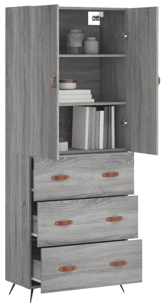 vidaXL Ντουλάπι Γκρι Sonoma 69,5 x 34 x 180 εκ. Επεξεργασμένο Ξύλο