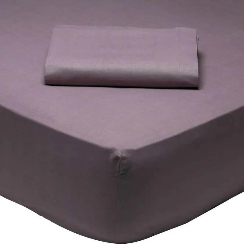 Σεντόνι Με Λάστιχο 1010 Plum Das Home Μονό 100x200cm Με Λάστιχο 100% Cotton