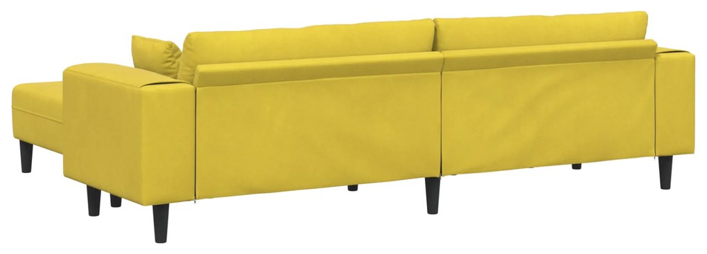 vidaXL Βελούδινος καναπές με μαξιλάρι 3 pcs Κίτρινο 208 εκ. Βελούδο