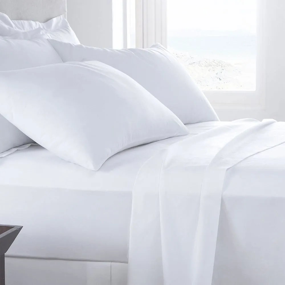 Σεντόνι Ξενοδοχείου 55-04 80% Βαμβάκι 20% Polyester Περκάλι 160TC White Διπλό 220x250cm Βαμβάκι-Πολυέστερ