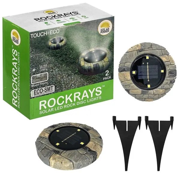 Rockrays Ηλιακό Φανάρι LED Βράχος Φ12cm 2 Τεμάχια 321929