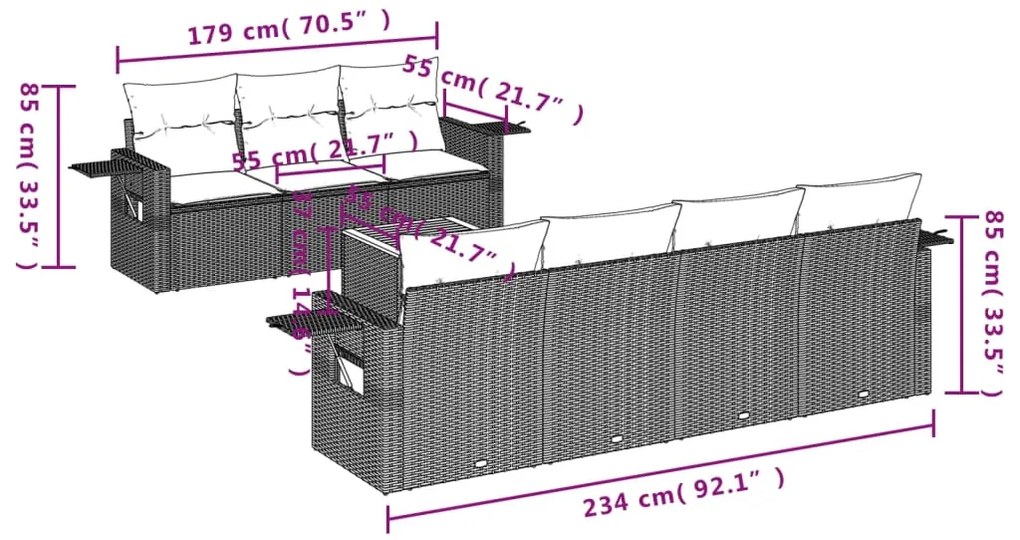 vidaXL Σετ Καναπέ Κήπου 8 τεμ. Μικτό Μπεζ Συνθετικό Ρατάν με Μαξιλάρια