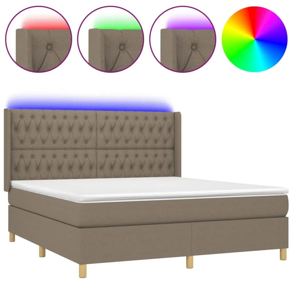 ΚΡΕΒΑΤΙ BOXSPRING ΜΕ ΣΤΡΩΜΑ &amp; LED TAUPE 160X200 ΕΚ. ΥΦΑΣΜΑΤΙΝΟ 3139129