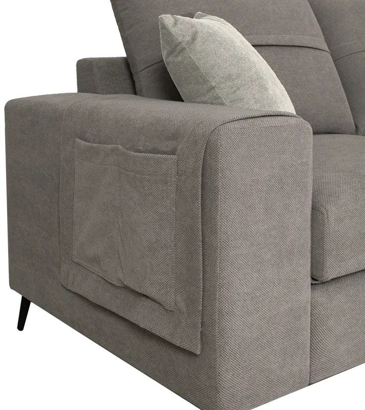 Γωνιακός καναπές αριστερή γωνία Montana pakoworld γκρι ύφασμα με μαξιλάρια σε απόχρωση ανοιχτό γκρι 275x215x93εκ