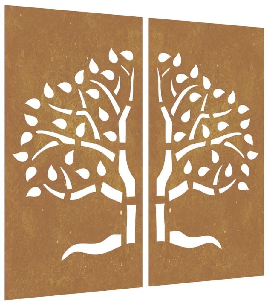 vidaXL Διακοσμητικά Κήπου Σχ. Δέντρο 2 τεμ. 105 x 55 εκ. Ατσάλι Corten