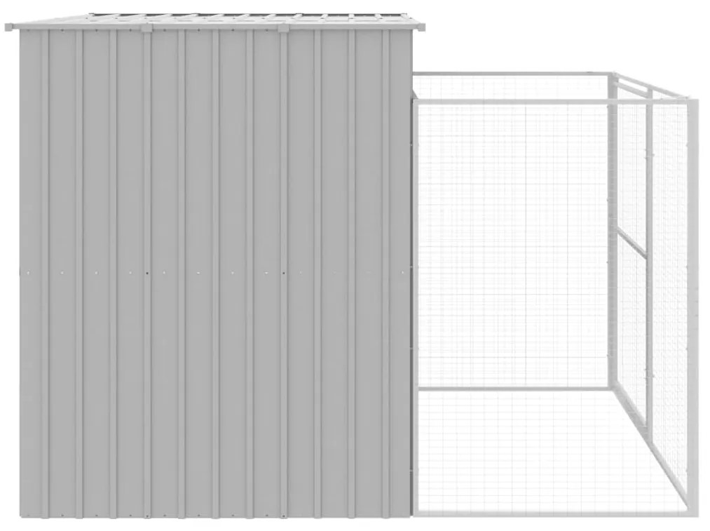 vidaXL Σπιτάκι Σκύλου με Αυλή Αν. Γκρι 214x253x181 εκ. Γαλβαν. Χάλυβας