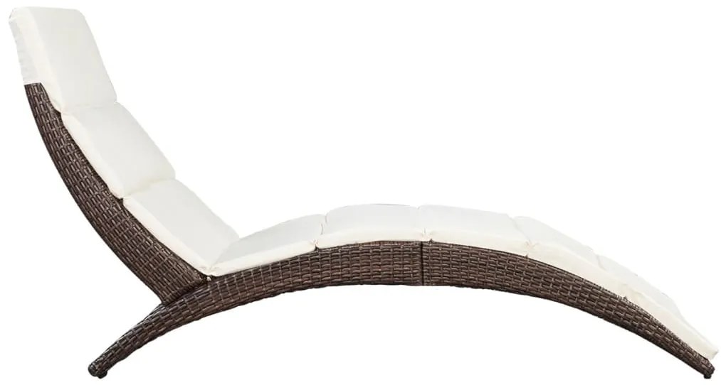 vidaXL Ξαπλώστρα Πτυσσόμενη Καφέ από Συνθετικό Ρατάν με Μαξιλάρι