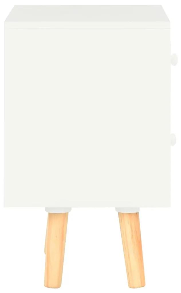 Κομοδίνα 2 τεμ. Λευκά 40 x 30 x 50 εκ. από Μασίφ Ξύλο Πεύκου - Λευκό