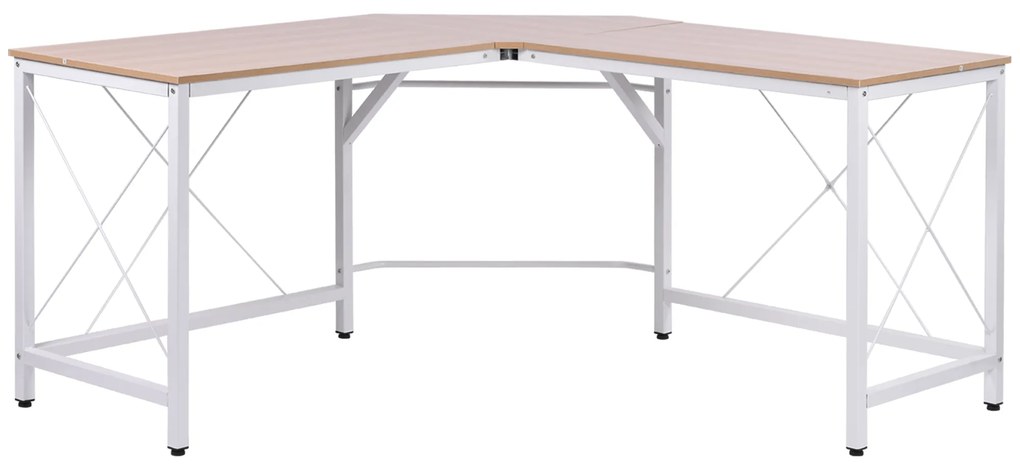 HOMCOM Γραφείο Υπολογιστή, Γραφείο σε Σχήμα L, Γραφείο Εργασίας, Γραφείο Γραφείου, Γωνιακό Γραφείο, Γραφείο Γωνίας, MDF Φυσικό 150 x 150 x 76 cm