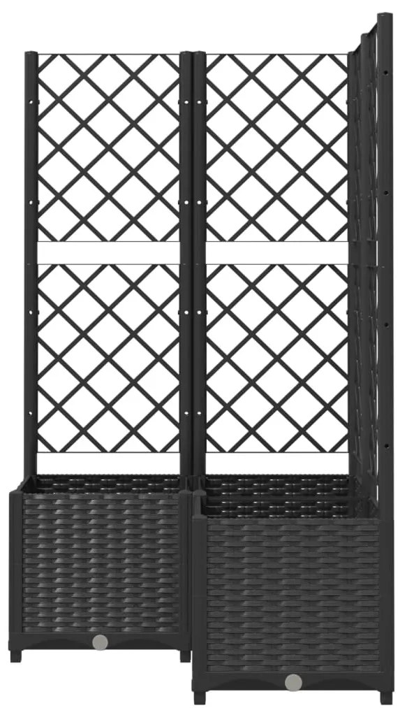 vidaXL Ζαρντινιέρα Κήπου με Καφασωτό Μαύρο 80 x 80 x 136 εκ. από PP