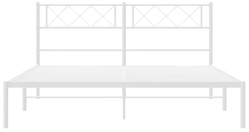 Πλαίσιο Κρεβατιού με Κεφαλάρι Λευκό 140x190 εκ. Μεταλλικό - Λευκό
