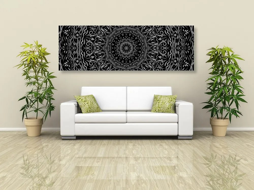 Εικόνα Mandala σε στυλ vintage σε μαύρο & άσπρο