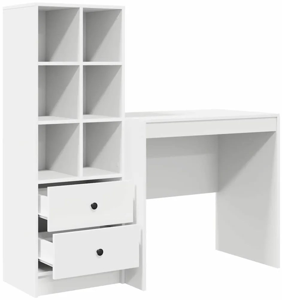 vidaXL Γραφείο με αποθηκευτικό χώρο 2 pcs Λευκό 80 x 50 x 76 εκ.
