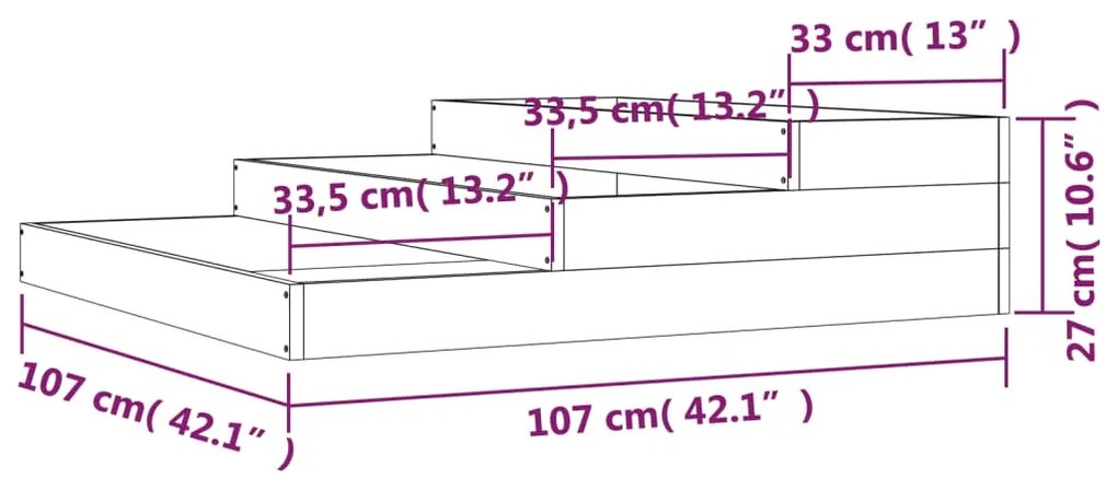 vidaXL Ζαρντινιέρα Λευκή 107 x 107 x 27 εκ. από Μασίφ Ξύλο Πεύκου