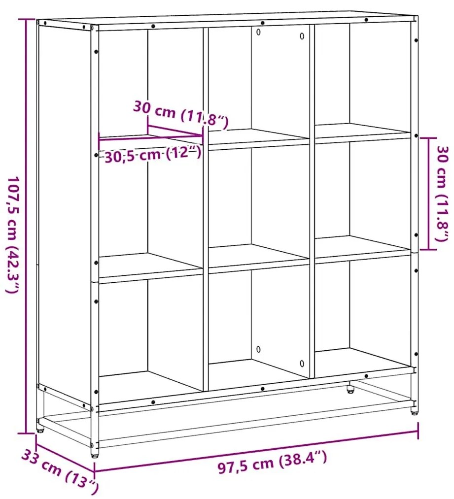 Βιβλιοθήκη καπνιστή βελανιδιά 97,5x33x107,5 cm - Καφέ