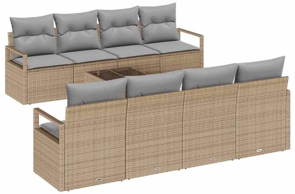 vidaXL Σετ Καναπέ Κήπου 7 pcs Μπεζ, Γκρι 55 x 55 x 37 εκ