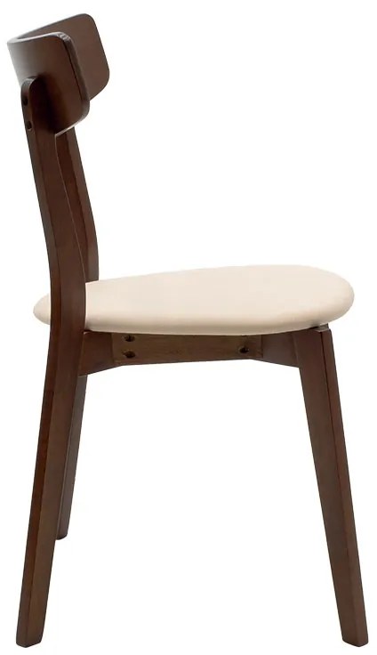 Καρέκλα Toto pakoworld μπεζ ύφασμα-rubberwood καρυδί πόδι (2 τεμάχια)
