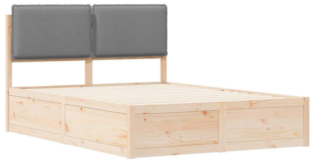 vidaXL Σκελετός Κρεβατιού με Επενδεδυμένο Κεφαλάρι Ανοιχτό γκρι