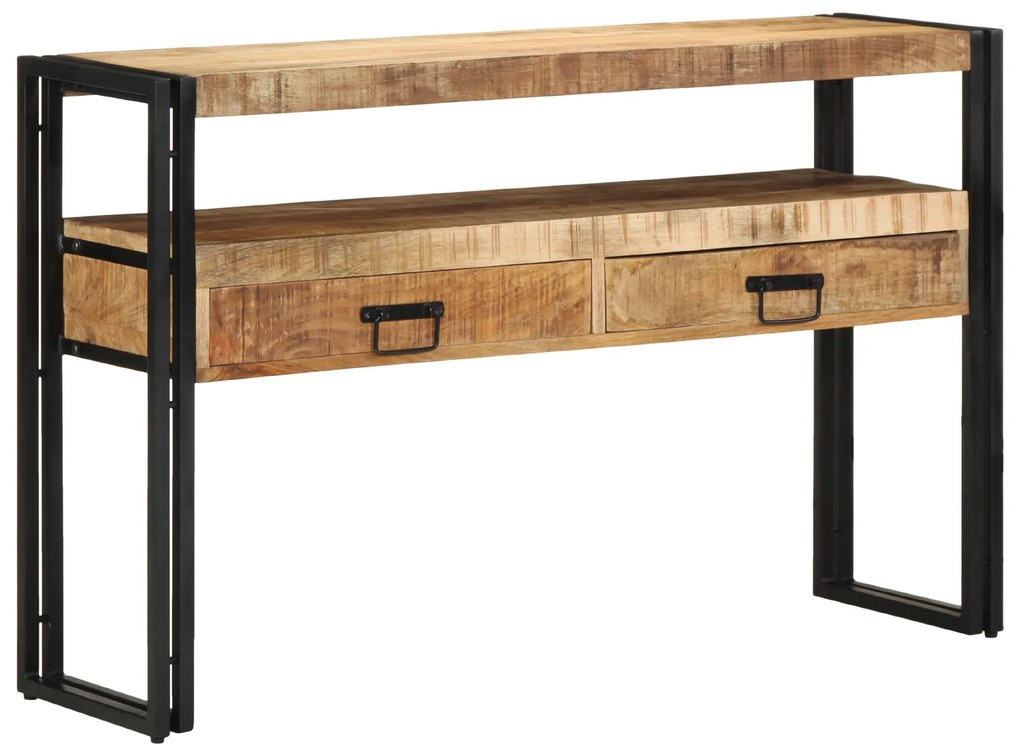 vidaXL Τραπέζια στο κομοδίνο Μαύρο 120x33x75 εκ Μασίφ ξύλο μάνγκο και μέταλλο