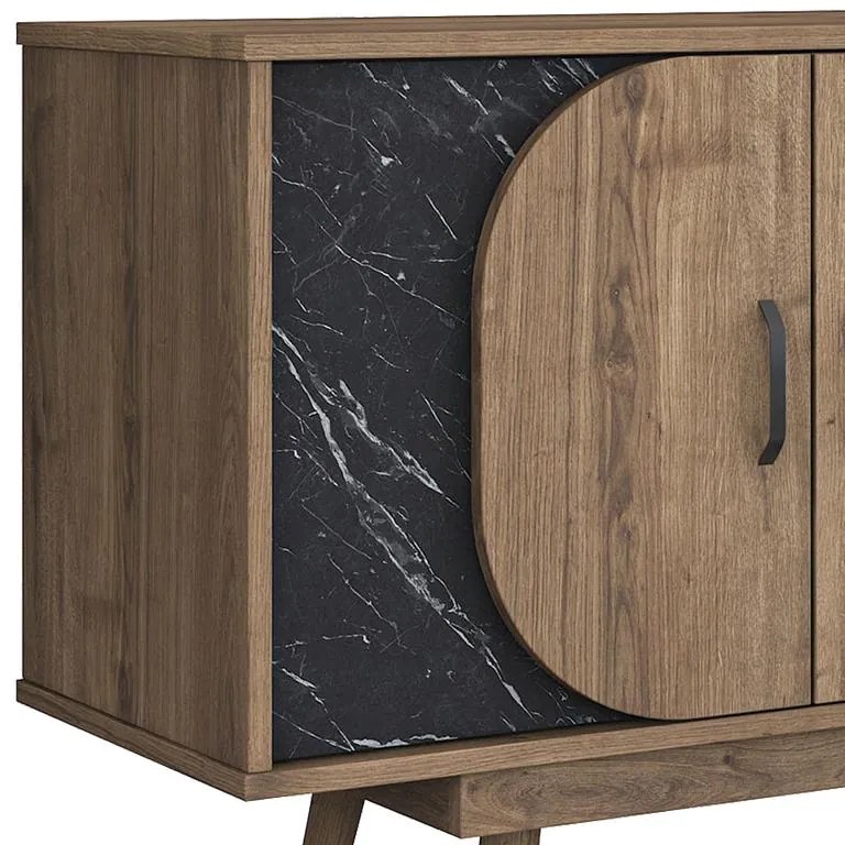 Μπουφές Suckie καρυδί με μαύρο μαρμάρου μελαμίνης-καρυδί pp πόδι 180x45x82.6εκ 180x45x82.6 εκ.