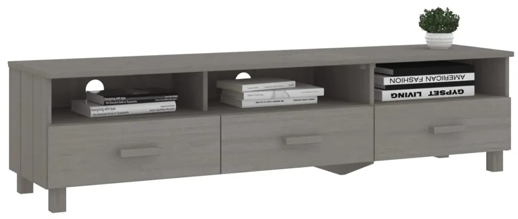 vidaXL Έπιπλο Τηλεόρασης HAMAR Αν. Γκρι 158x40x40εκ. Μασίφ Ξύλο Πεύκου