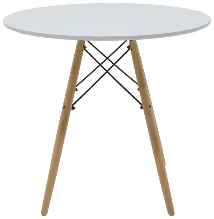 Σετ Τραπεζαρίας Julita-Noor 5 τεμ. MDF Λευκό - Μπεζ ύφασμα Φ80x73εκ. 80x80x73 εκ.