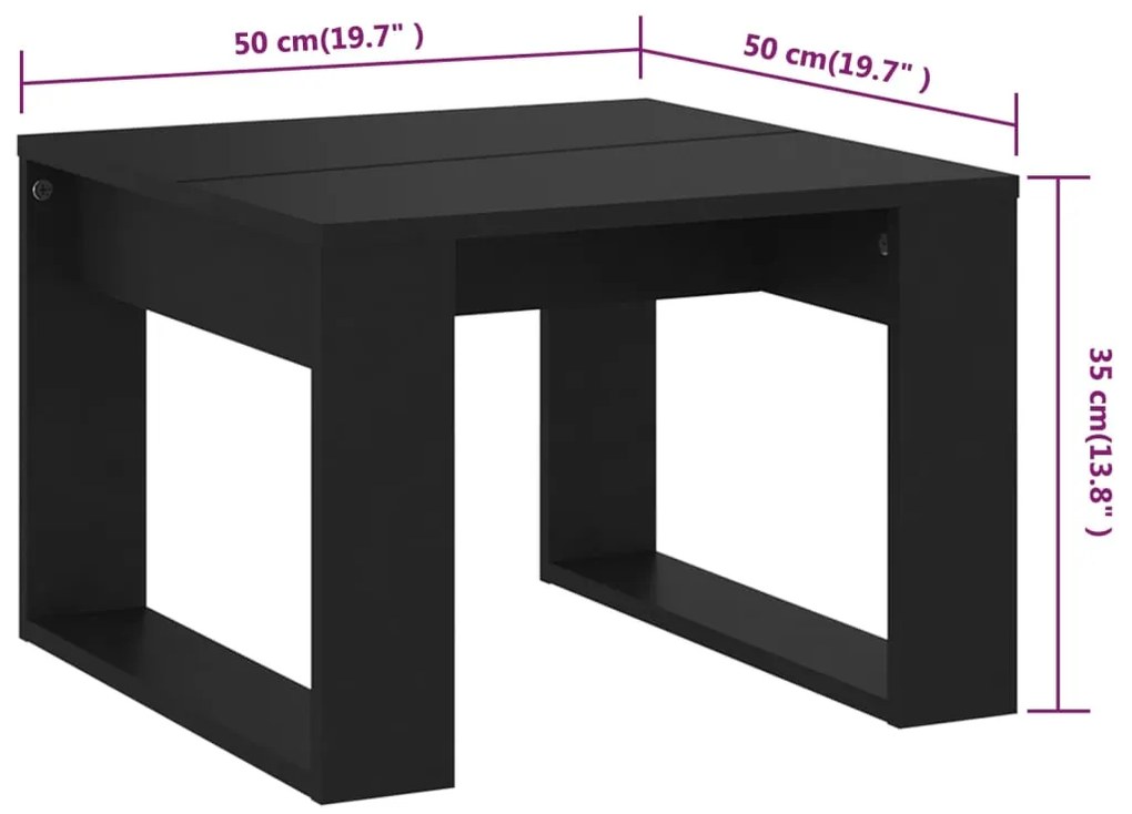 Τραπέζι Βοηθητικό Μαύρο 50 x 50 x 35 εκ. από Επεξεργ. Ξύλο