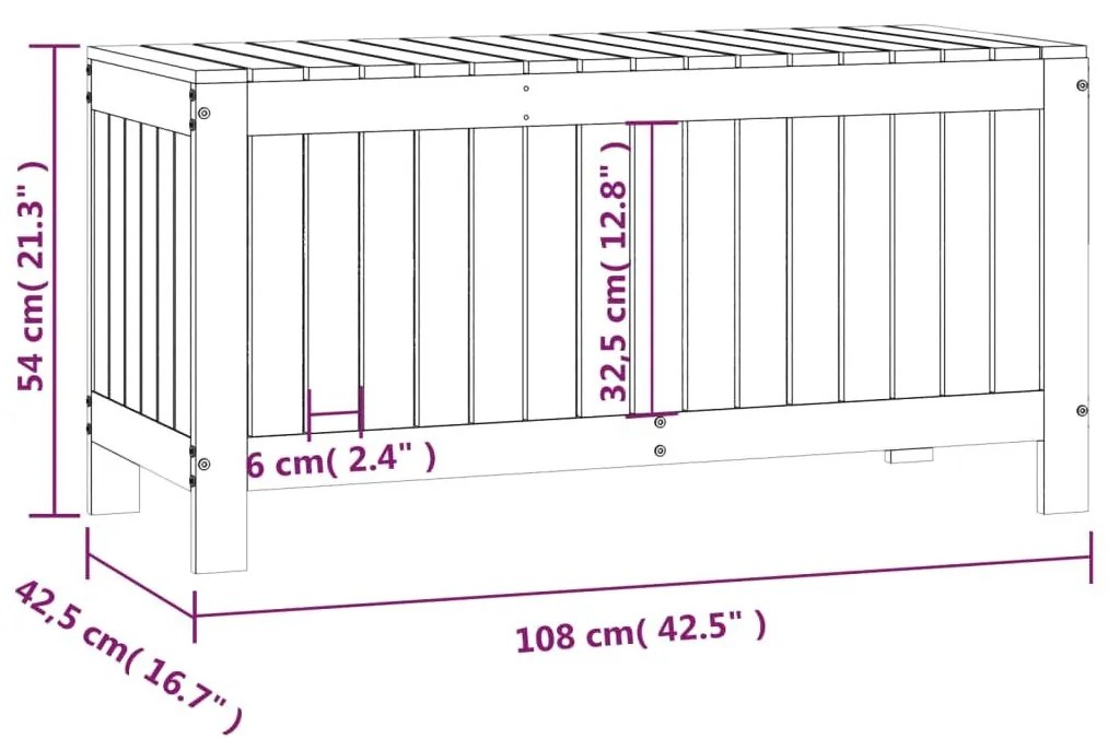 Μπαούλο Αποθήκευσης Κήπου 76x42,5x54 εκ. Μασίφ Ξύλο Πεύκου - Καφέ