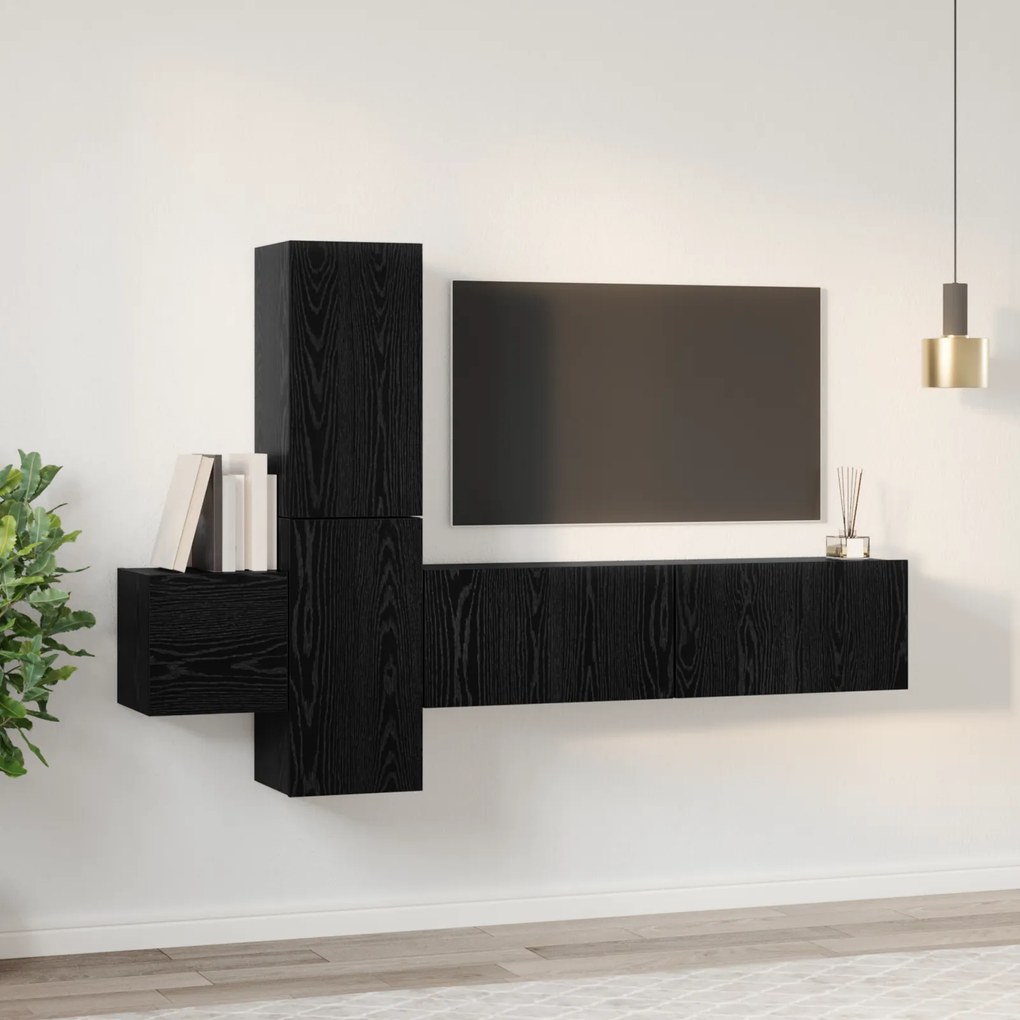 vidaXL Σετ επίπλου τηλεόρασης 5 pcs Μαύρη δρυς Επεξεργασμένο ξύλο