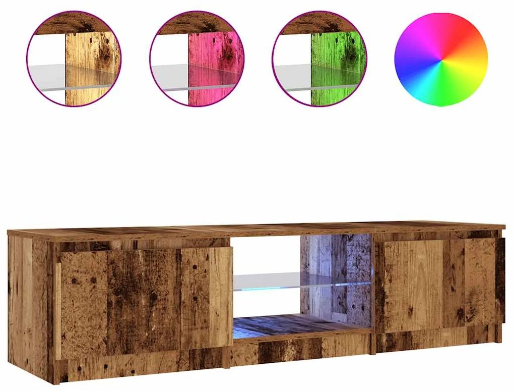 vidaXL Έπιπλο Τηλεόρασης LED Όψη Παλαιού Ξύλου 140x40x36εκ