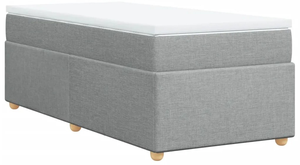 vidaXL Κρεβάτι Boxspring με Στρώμα Ανοιχτό Γκρι 100x200 εκ. Υφασμάτινο