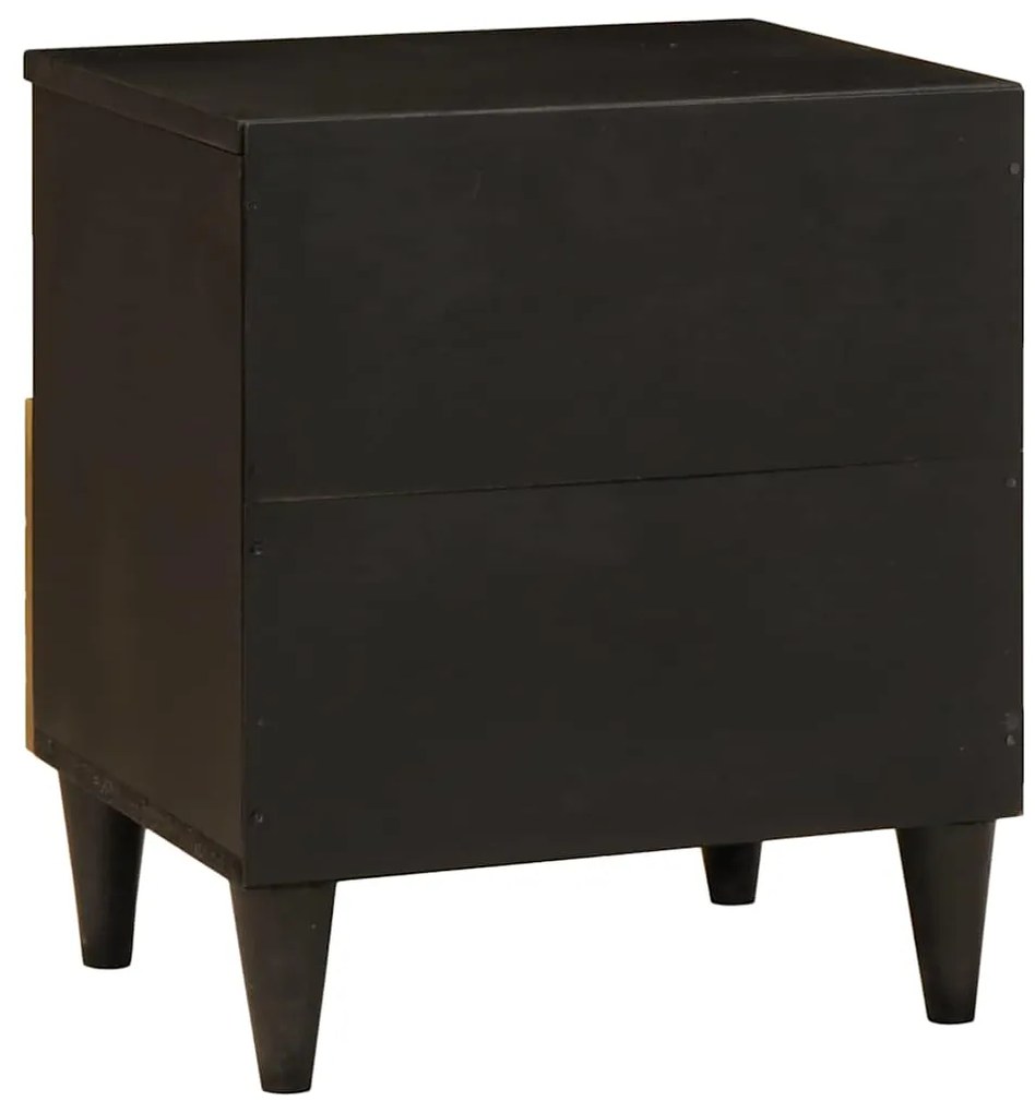 vidaXL Κομοδίνο Μαύρο και Χρυσό 40 x 33 x 46 εκ. Μασίφ ξύλο μάνγκο