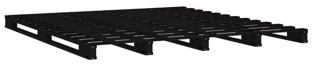 Κρεβάτι Παλέτες Μαύρο 150 x 200 εκ. Μασίφ Ξύλο Πεύκου King Size - Μαύρο