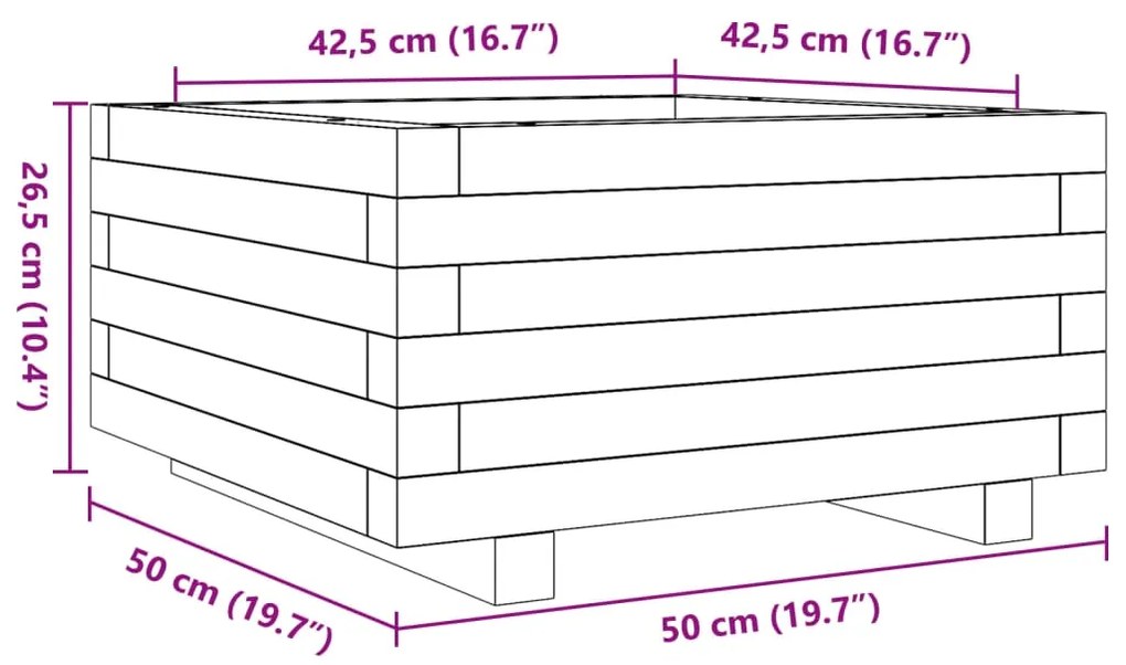 Ζαρντινιέρα Καφέ Κεριού 50x50x26,5 εκ. από Μασίφ Ξύλο Πεύκου - Καφέ