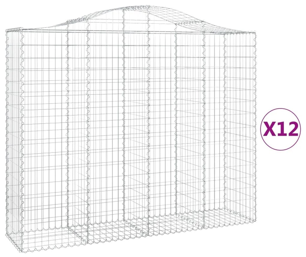 vidaXL Συρματοκιβώτια Τοξωτά 12 τεμ. 200x50x160/180 εκ. Γαλβαν. Ατσάλι