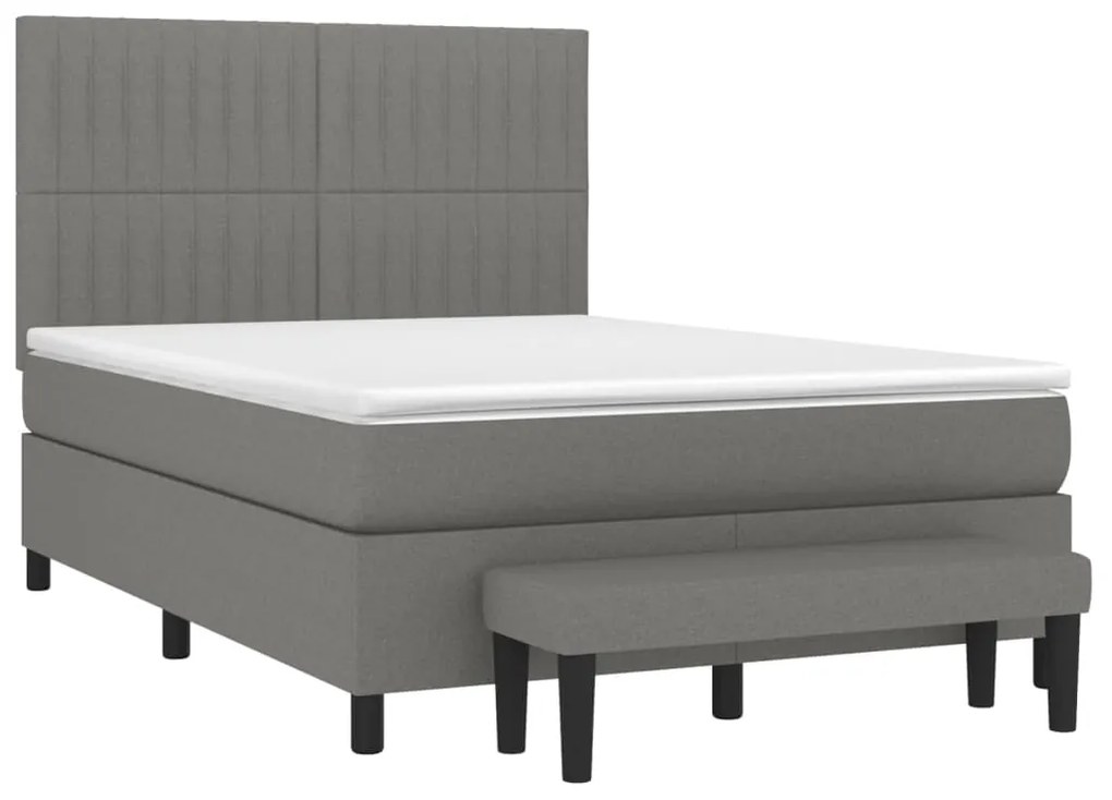 vidaXL Κρεβάτι Boxspring με Στρώμα Σκούρο Γκρι 140x200 εκ Υφασμάτινο