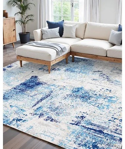 VEVOR Large Area Rug 5x7 ft Anti-Skid and Tear-Resistant Floor Mat Modern Blue