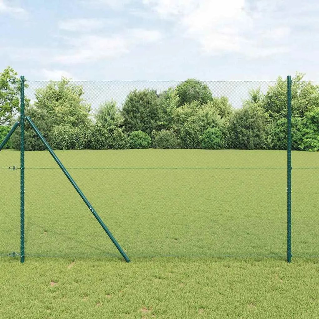 vidaXL Εξαγωνικός φράχτης Πράσινο 1.6 x 10 m Ατσάλι