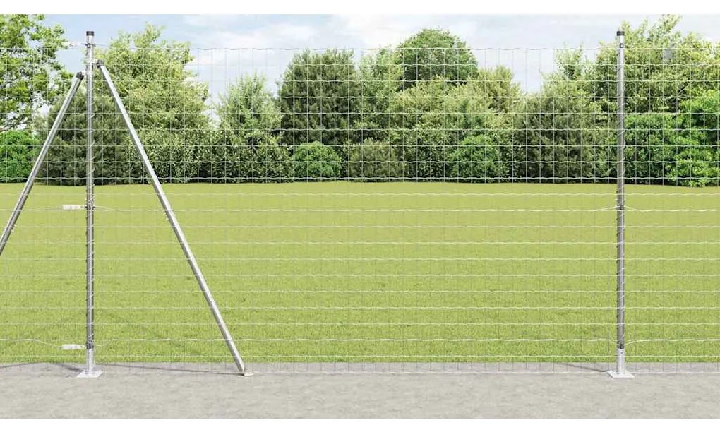 vidaXL Euro Fence με 7 φλαντζωτούς πόλους 1.4x10 μ Γαλβανισμένο ατσάλι