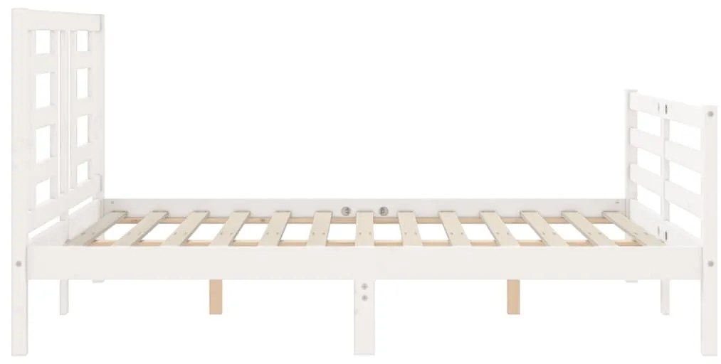vidaXL Πλαίσιο Κρεβατιού με Κεφαλάρι Λευκό Μασίφ Ξύλο Small Double