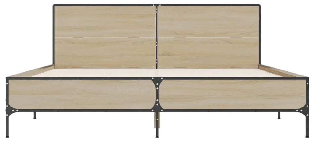 vidaXL Πλαίσιο Κρεβατιού Sonoma Δρυς 140x190 εκ. Επεξ. Ξύλο & Μέταλλο