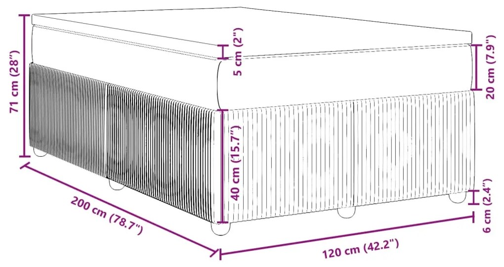 Κρεβάτι Boxspring με Στρώμα Σκούρο Καφέ 120x200 εκ. Υφασμάτινο - Καφέ