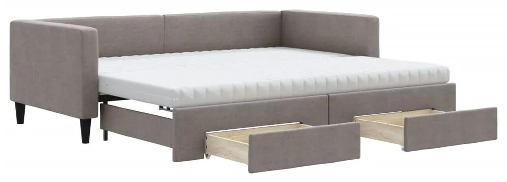 vidaXL Καναπές Κρεβάτι Συρόμενος Taupe 90x200 εκ. Ύφασμα & Συρτάρια