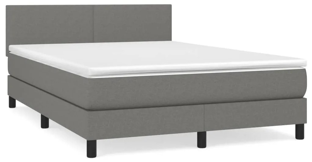 Κρεβάτι Boxspring με Στρώμα Σκούρο Γκρι 140x200 εκ Υφασμάτινο - Γκρι