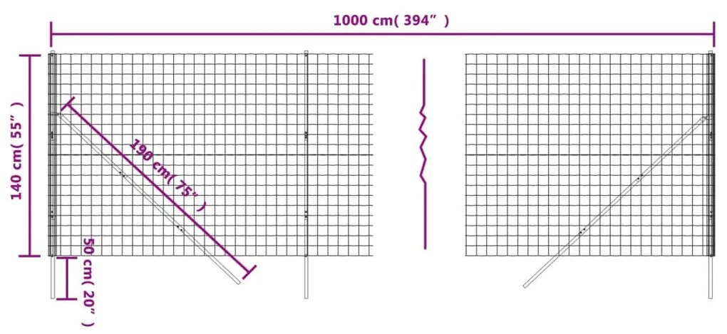 vidaXL Συρματόπλεγμα Περίφραξης Πράσινο 1,4x10 μ. Γαλβανισμένο Ατσάλι