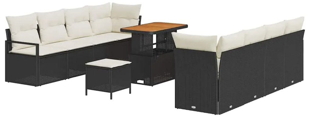 vidaXL Σετ Καναπέ Κήπου με μαξιλάρι 11 pcs Μαύρο Πολυ ράταν